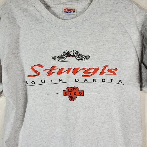 VTG Sturgis Motorcycle Rally 2000 60th Anniversary Graphic T-Shirt Large Gray - Picture 4 of 7